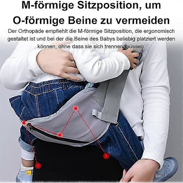Reflekterende designer bæresele til baby (sort), bærbar ergonomisk bæresele, justerbar og komfortabel skulderstrop, blød og skridsikker bæresele til baby