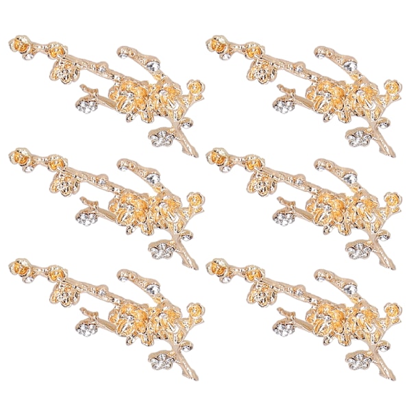 6 st blomformade broscher DIY strassbrosch nål för skor kläder smycken dekoration vit strass plommonblomma gren