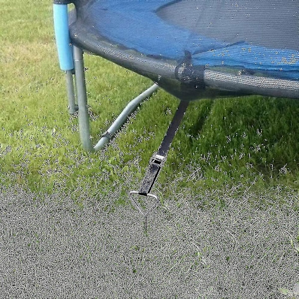 4 Set Kraftiga Trampolinfästen Markankare Kit - Rostfritt Galvaniserat Stål Fästen För Trampolin Trädgård Camping Gunga Med 4 Starka Remmar