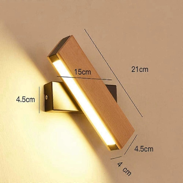 LED Væglampe 360 Graders Roterbar Indendørs Væglampe 21 x 4 x 4,5 cm 4 W Varm Hvid Sort Base
