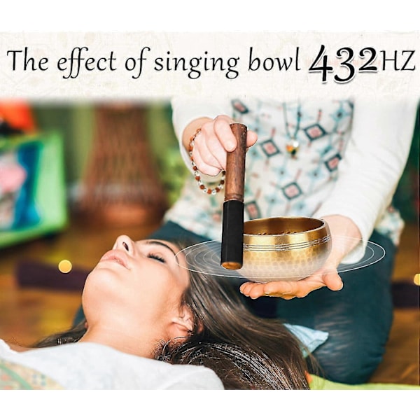 2024, Tibetansk Sjungande Skål Set - 100% Handhamrad i Nepal Ljudskål för Meditation, Yoga, Chakra, Meditationstillbehör, Unika Gåvor för Kvinnor, Mig