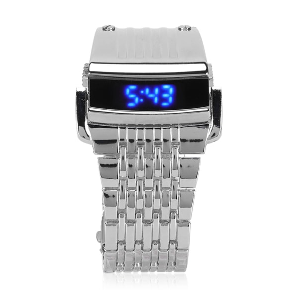 Alloy Watch LED Digital Display Quick Release Fasjonabel herreklokke for daglig virksomhet Sølvblått lys