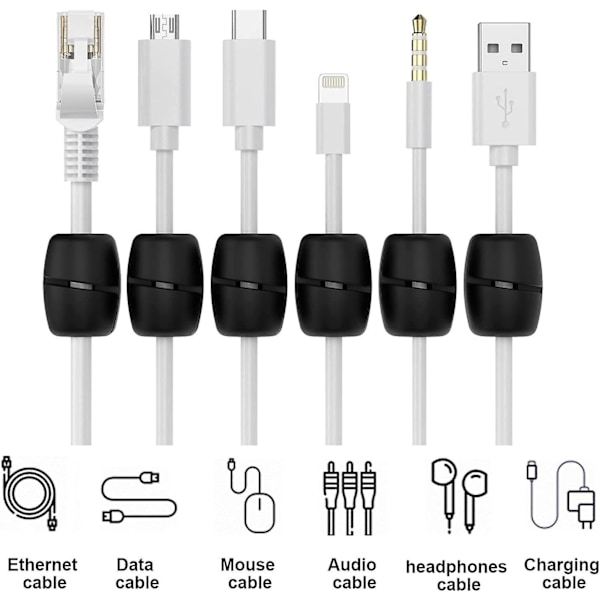 16 kpl silikonikaapeli pidikettä - Työpöydän kaapelienhallintaratkaisu USB-lataukseen, virtajohtoihin, hiirijohtoihin