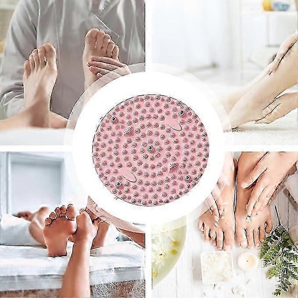 Fodmassage måtte, akupressur måtte til fodmassage fodzoneterapi pude med 5 integrerede magneter, til gåture og siddende i lang tid pink 35cm