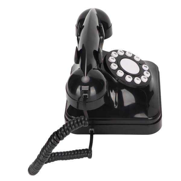 Retro Telefon Klassisk Knapskive Dekoreret Fastnettelefon til Hjemmekontor Sort