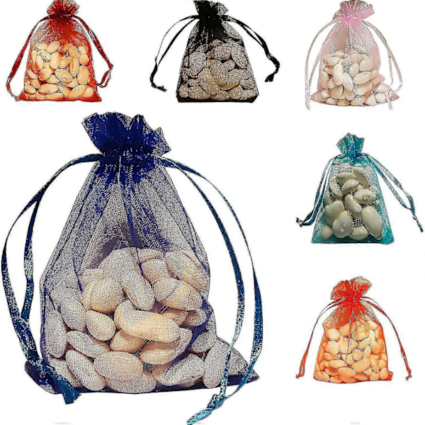 Grapefrugt Organza Pose med Snøre - 100 stk. Beskyttelsespose til Klaser 30x20cm/15x20cm/10x15cm Lilla 20x30cm