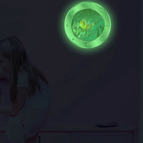 2 st (YGC001+YGC004, grönt ljus) falska självlysande fönsterdekaler tecknade fluorescerande dekorationer, fluorescerande dekal, fluorescerande dekaler