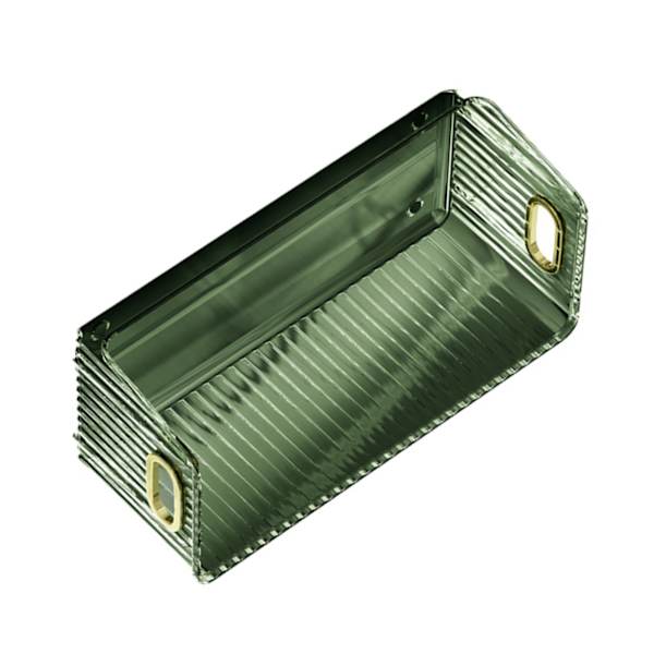 Skrivebordsstativ PET Transparent Stable Moderne Stilig Oppbevaringsboks for Kopp Sminke Mørkegrønn Gull