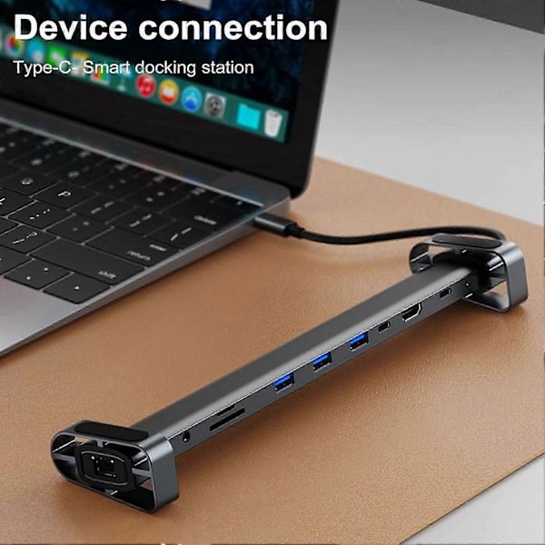 USB 3.0 -telakointiasema 10-in-1 Hub -sovitin PD Ethernetillä, kompakti muotoilu, kannettava yleismallin Type-C -kannettavan telakointiasema