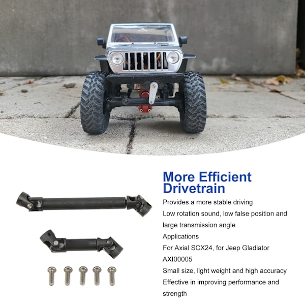 RC främre och bakre drivaxel uppgraderingsdelar stål RC bil drivaxel för Axial SCX24 för Jeep Gladiator AXI00005