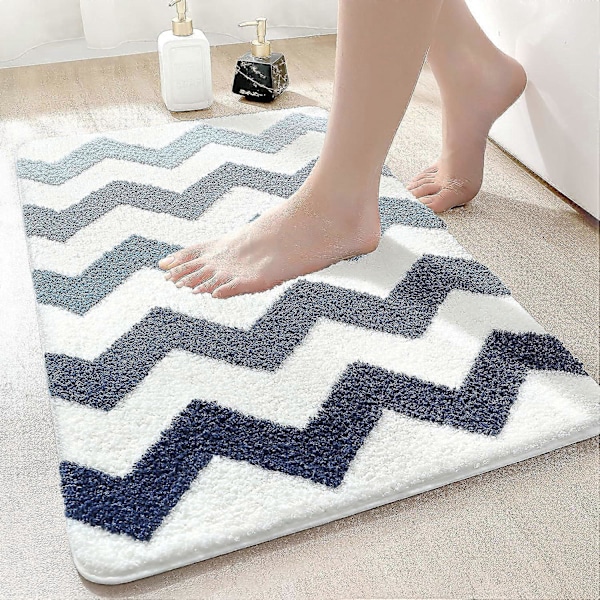 Halkfri Badrumsmatta, Mjuk Duschmatta i Mikrofiber, Maskintvättbar Absorberande, Extra Tjock Duschmatta för Badrum Set A