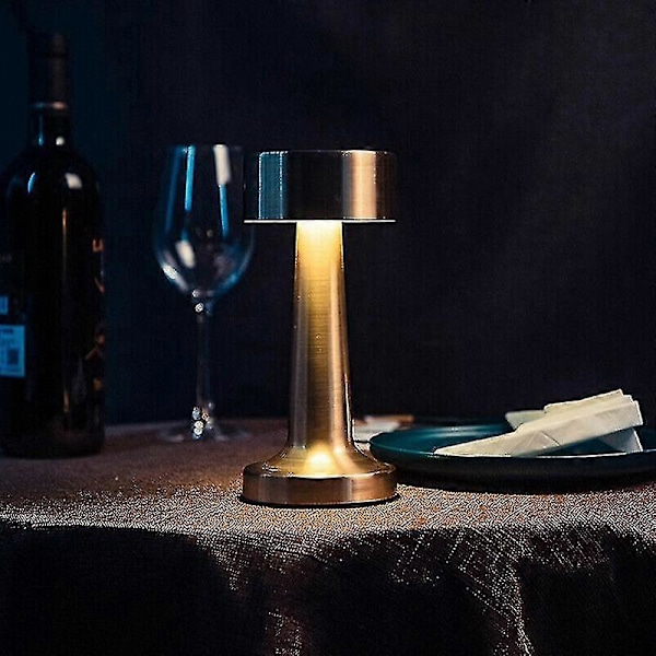 Oppladbar LED Bordlampe Berøringssensor Skrivebordslampe for Soverom Restaurant Bar Dekor Sølv Dumbbell