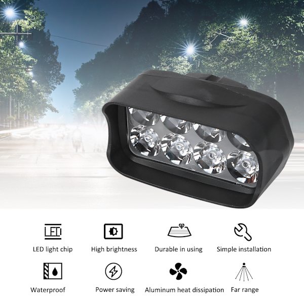 Plast Generelt 8LED elektrisk trehjulssykkel Modifisert varmeavledning Sterkt spotlys for motorsykkel elektrisk sykkel