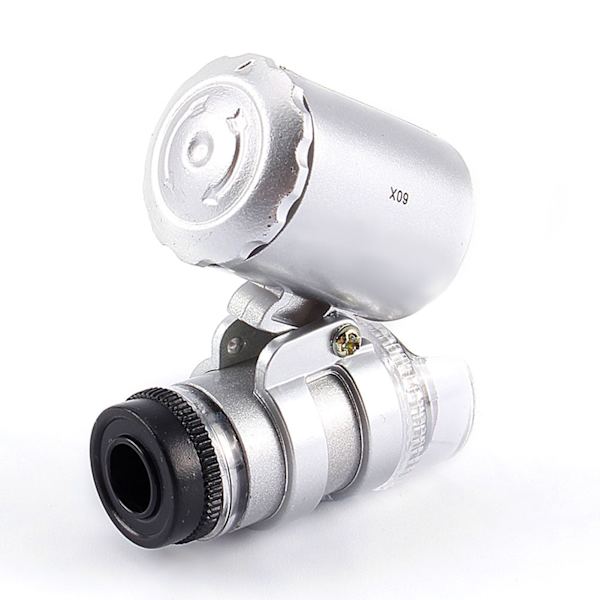 Mini 60X Pocket Mikroskop Smykkeforstørrelse Lupp Glass LED UV-lys