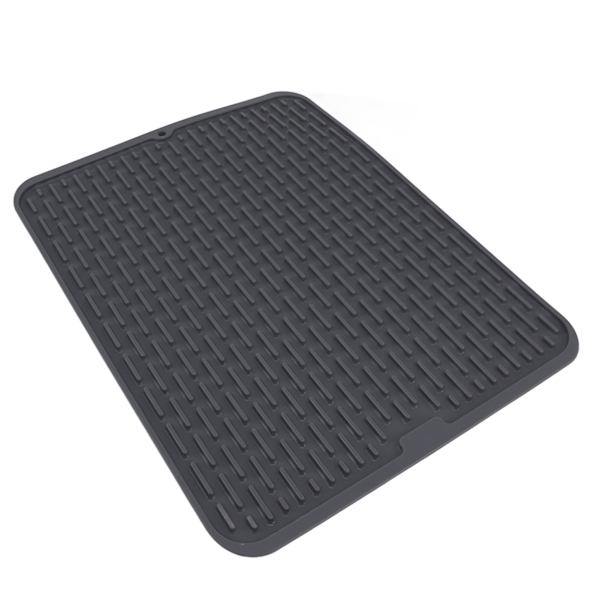 Rektangulär silikondisk torkmatta värmeisolering halkfri disk torkmatta med inbyggd dräneringsläpp för köksbänk liten storlek
