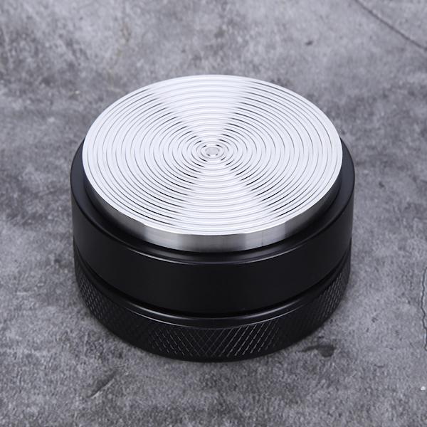 Höjdjusterbar kaffedistributör i rostfritt stål med halkfri gängbas, kaffeaccessoar (58 mm svart gängbas)