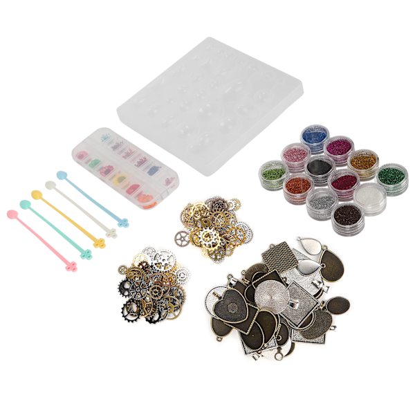 Torra blommor smycken gjutning form DIY hantverk smycken hängsmycke göra glitter pulver set