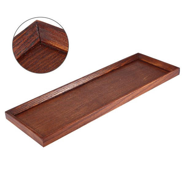 Trettbrett i tre for servering av tesett, frukt, godteri og mat, hjemmedekorasjon (45*15*2cm)