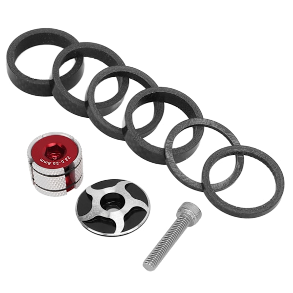 CANSUCC sykkel headset spacer sett med stem topplokk og headset ekspanderplugg for 28,6 mm diameter foran gaffelstammeSvart