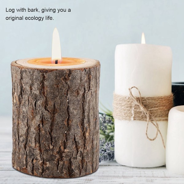 Trä Timmer Hög Ljushållare Stativ Ljusstake Log Blomkruka Ornament Dekor (tre delar)