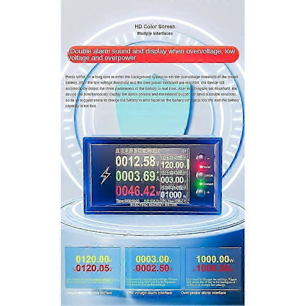 DC 0-420V 300A WiFi Elektrisk Energimätare Batterikapacitetstestare DC Digital Display Ström Spänning Effektmätare