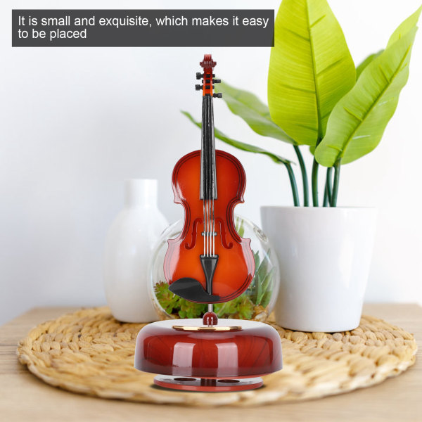 Roterende Cello Shape Music Box Musikinstrument Model Hjem Dekorationer med Stand