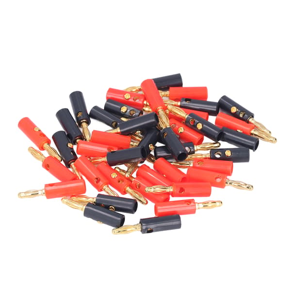40 st Bananplugg Högtalarkabelkontakter 4 mm Diameter Guldpläterad Mässing Röd Svart Universal