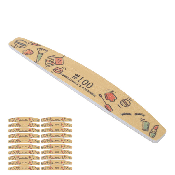 20 st Nagelfil Dubbla Sidor Manikyr Nagelfil Tvättbar Återanvändbar Professionell Half Moon Nagelfil Nail Art Tools 100 Grit