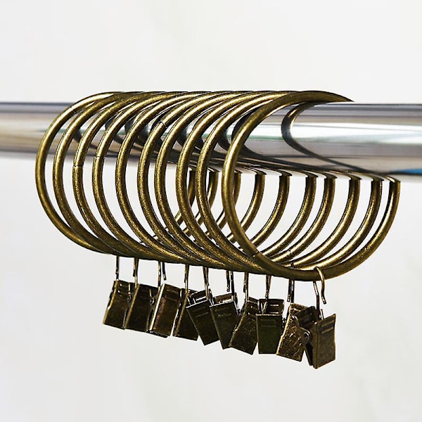 Metalringe, sæt med 50 gardinringe, 32mm, med rustfrie gardinringe, bronze gardinringe med clips
