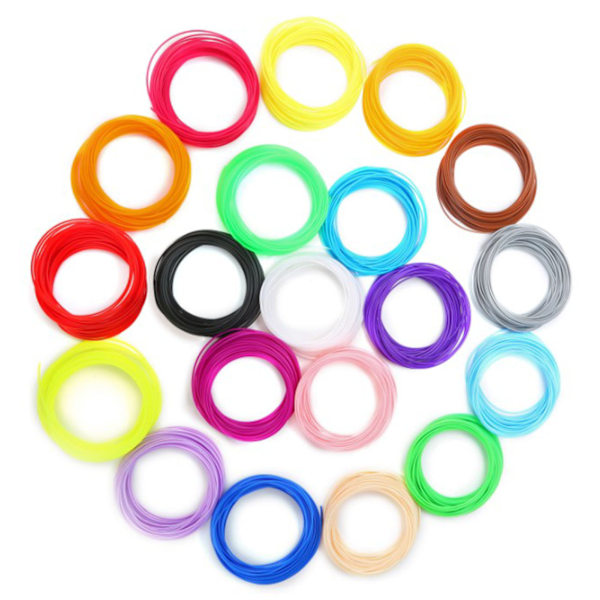 20 ruller 3D Pen Filament PLA 10,9yd Længde Assorterede Farver Udjævning Sikker 3D Pen Filament Refills til udskiftning
