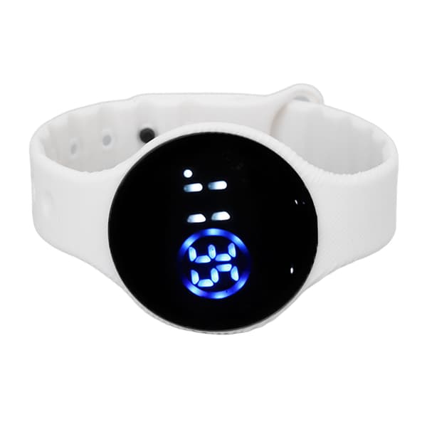 Digital klocka för barn, vattentät silikonarmband, reptålig LED elektronisk klocka för studenter, vit