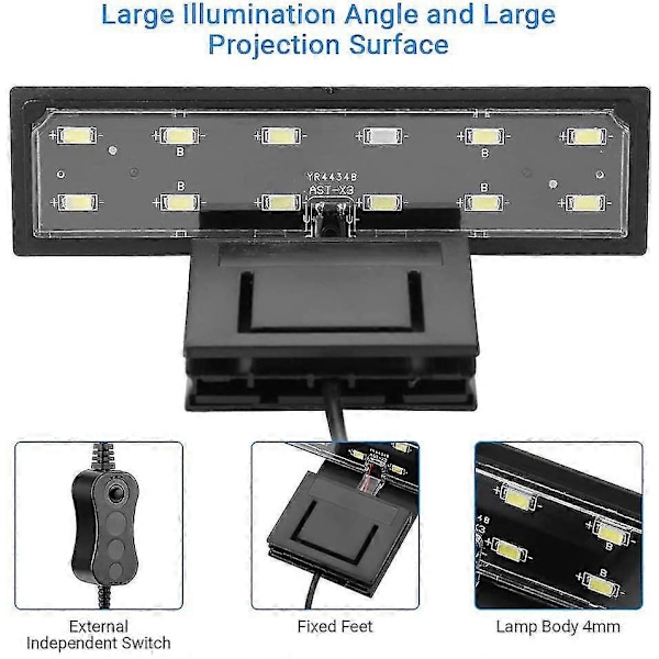 Akvarium LED Belysning 5w Clipsbar Lampe Ferskvandsplante Eller Hav (hvidt Lys)