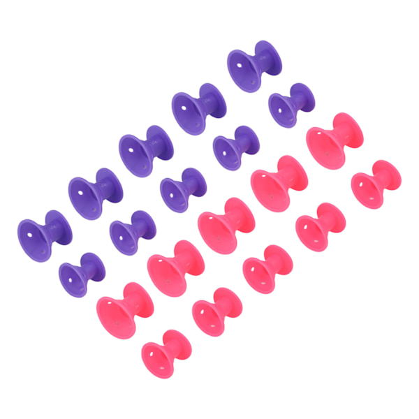 20 stk Hair Roller Husholdnings Bærbar Silikone Curler Styling Tool til Kvinder Piger Lilla Pink