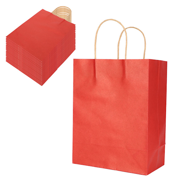 Miljövänlig bärbar kraftpåse Butik Kläderförpackning Presentpåse (M 21 x 11 x 27,5 cm)(Mörkröd)