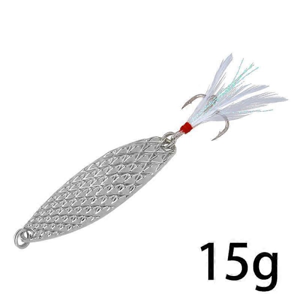 5st Skedar Hårda Fiskedrag Trekrokar Metall Fiskedrag Beten Fisketillbehör (15g Ljust Silver)