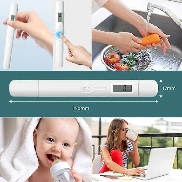 Digital TDS Vattenmätare - Noggrann och Tillförlitlig, Mäter 0-9999ppm, Perfekt för Att Testa Vattenkvalitet och Hårdhet