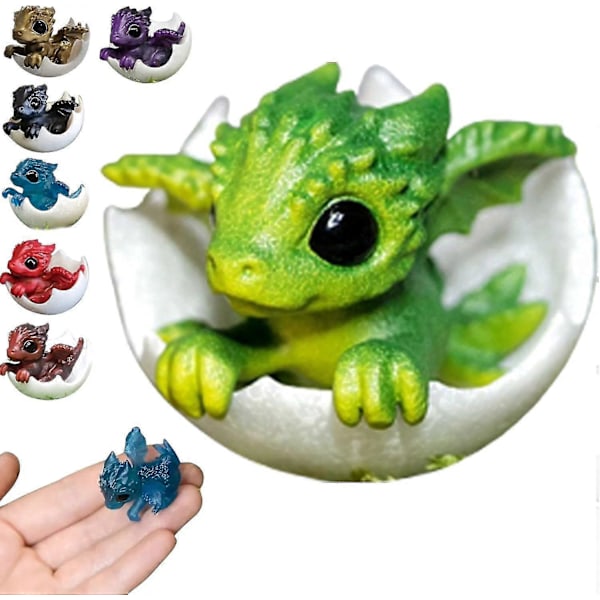 Nyfödd drake i ägg, söt liten drakfigur, kläckande drake, 3D Mini Art Drakstaty Skrivbordsdekorationer för fantasyentusiaster, samlare