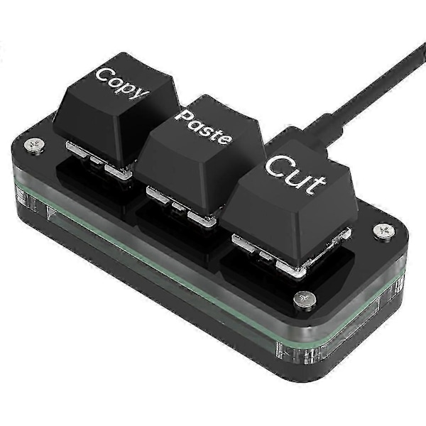 RGB 3 näppäimen mininäppäimistö makronäppäimistön ohjelmointiin Type-C mukautettava mekaaninen pelinäppäimistö e-urheilupeliin, tabletti, musta