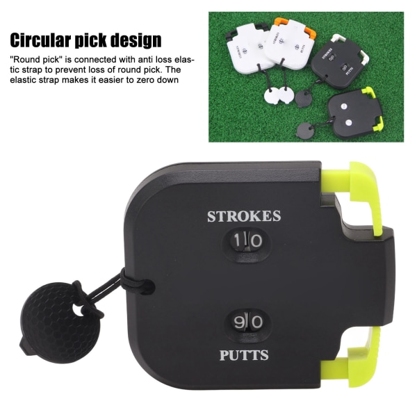 Golfscoreteller - 2-sifret plastslagputtklikker for 2 spillere - svart kropp, grønn press