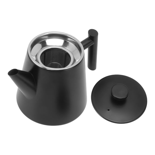 1L Tekande i Rustfrit Stål Dobbelt Lag Glansfuld Satin Finish Glat Touch Sort Vandkedel til Hjem Restaurant