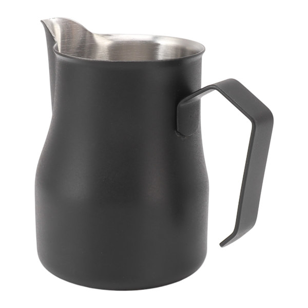 Melkeskummerkanne 304 Rustfritt Stål Tute Munn Skala Kaffe Latte Melkeskummerkanne for Arbeidskontor Matt Svart 350ml