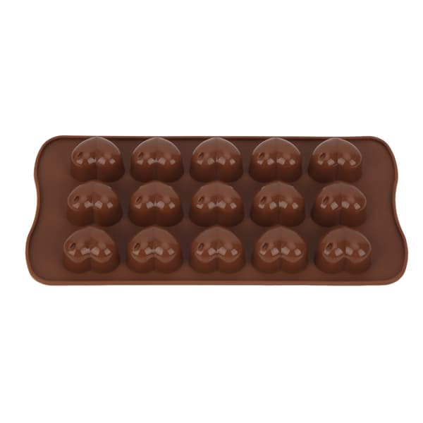 Silikone chokoladeform 15 huller hjerteform DIY chokoladefremstillingsform bageudstyr rød