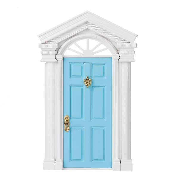 1:12 Dukkehus Miniature Lille Mini Fe Træ Birk Døråbning med Tilbehør Blå