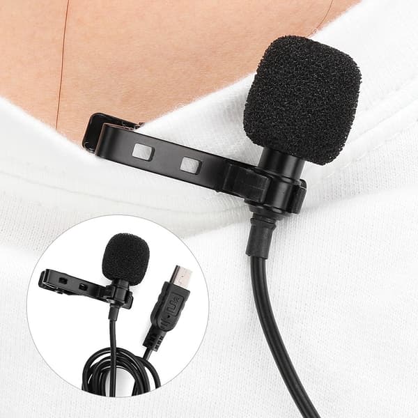 DSLR-kamera Mini krageklips kondensatormikrofon for direktesending, opptak, intervju
