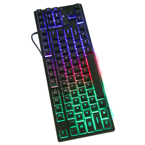 Kablet spilltastatur 87 taster Ergonomisk fargebakgrunnsbelyst design Stasjonær bærbar PC-tilbehør Svart