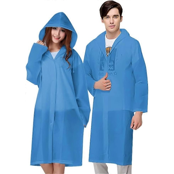 Sadeponcho, 2 kpl Sadeponcho, Uudelleenkäytettävä Poncho EVA-materiaalista, Naisten ja miesten sadeponcho, Täydellinen retkeilyyn, festivaaleihin ja patikointiin, Yksi koko, Sininen