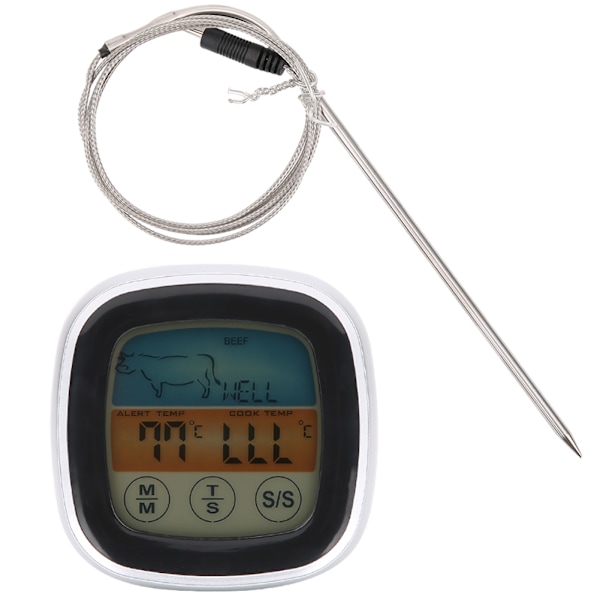 Kötttermometer Digital Display Touch Screen Kökstimer Gaffel för Grill BBQ Matlagning