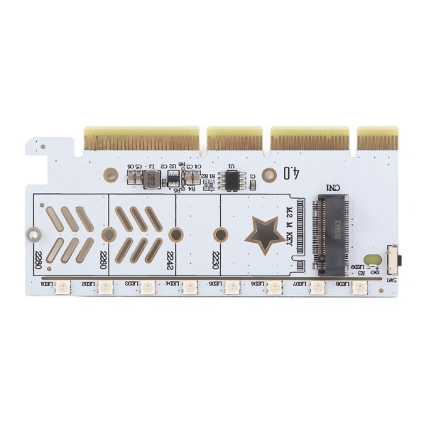 M.2 NVMe SSD till PCIe Adapter 64Gbps PCIe 4.0 18 RGB Mode Plug and Play M.2 PCIe Adapter Card för 2230 2242 2260 2280 Med RGB och Dual Power Module