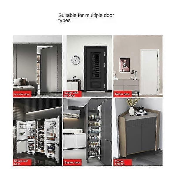 Kraftig Tryk-for-at-åbne Skabsbeslag Magnetisk Tryklås & Lås til Dør Touch Lås Autocamper Garderobe Sort Black 4Pcs