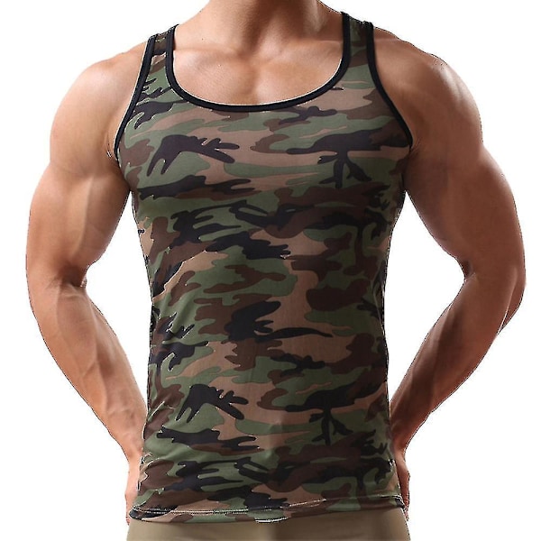 Camo Sleeveless Men's Fitness Tank Top M Camo